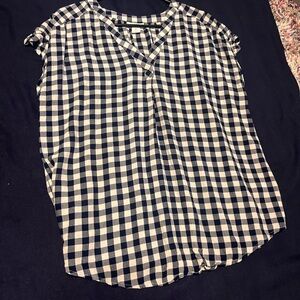Women's Black and White Checkered Top